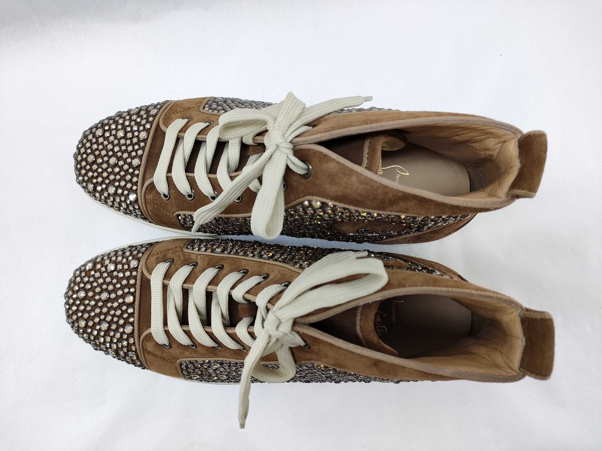 Christian Louboutin Louis Swarovski Studded High-Top Sneakers Size 43