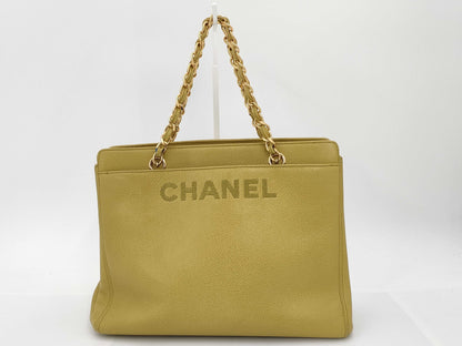 CHANEL Caviar Skin CHANEL Logo Double Chain Tote Bag #5