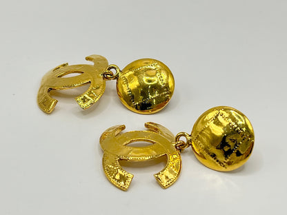 CHANEL Chanel Deca Coco Mark Dangle Earrings 94P Gold Earrings