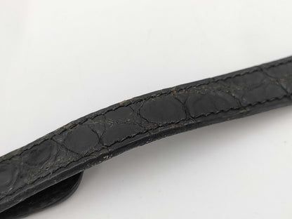 GUCCI Crocodile Bamboo Mini Drawstring Shoulder Bag Black Shoulder Bag