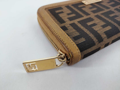 FENDI Zucca Pattern Round Zip Long Wallet Wallet