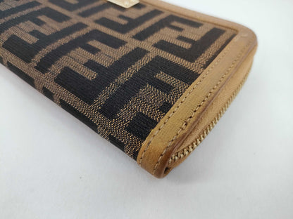 FENDI Zucca Pattern Round Zip Long Wallet Wallet