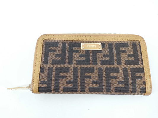 FENDI Zucca Pattern Round Zip Long Wallet Wallet