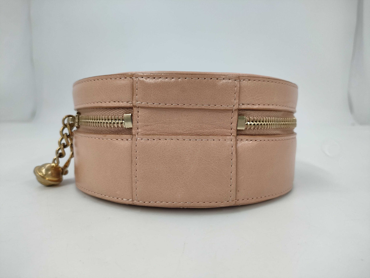 CHANEL Leather Round Shoulder Bag Pink