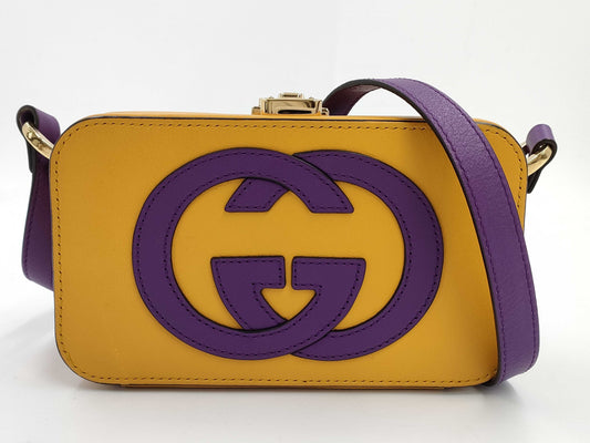 GUCCI G Stitch Shoulder Bag Yellow x Purple