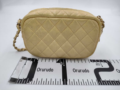 CHANEL Caviar Skin Chain Shoulder Bag Yellow