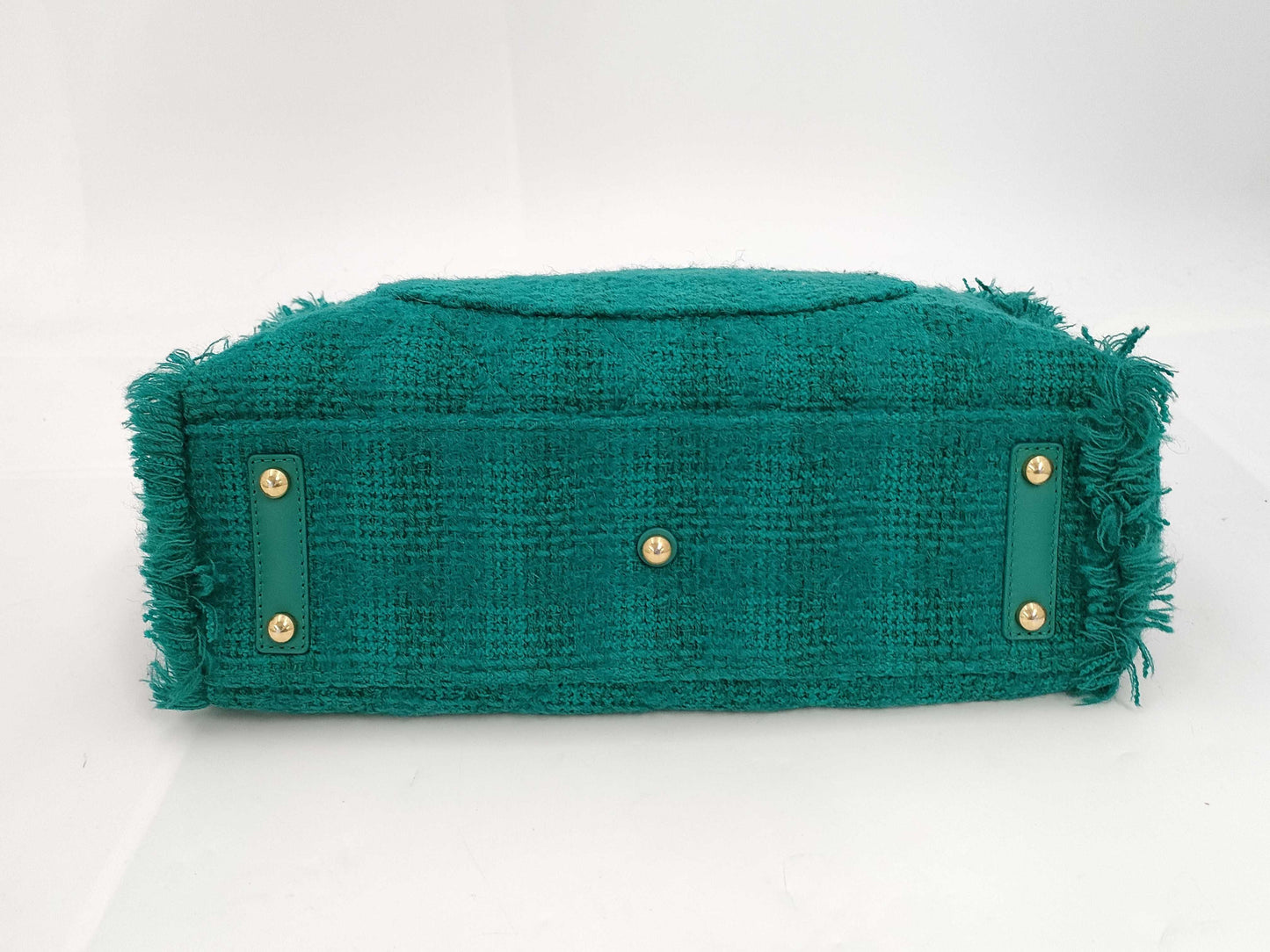 CHANEL Tweed Shopping Tote Bag, Green