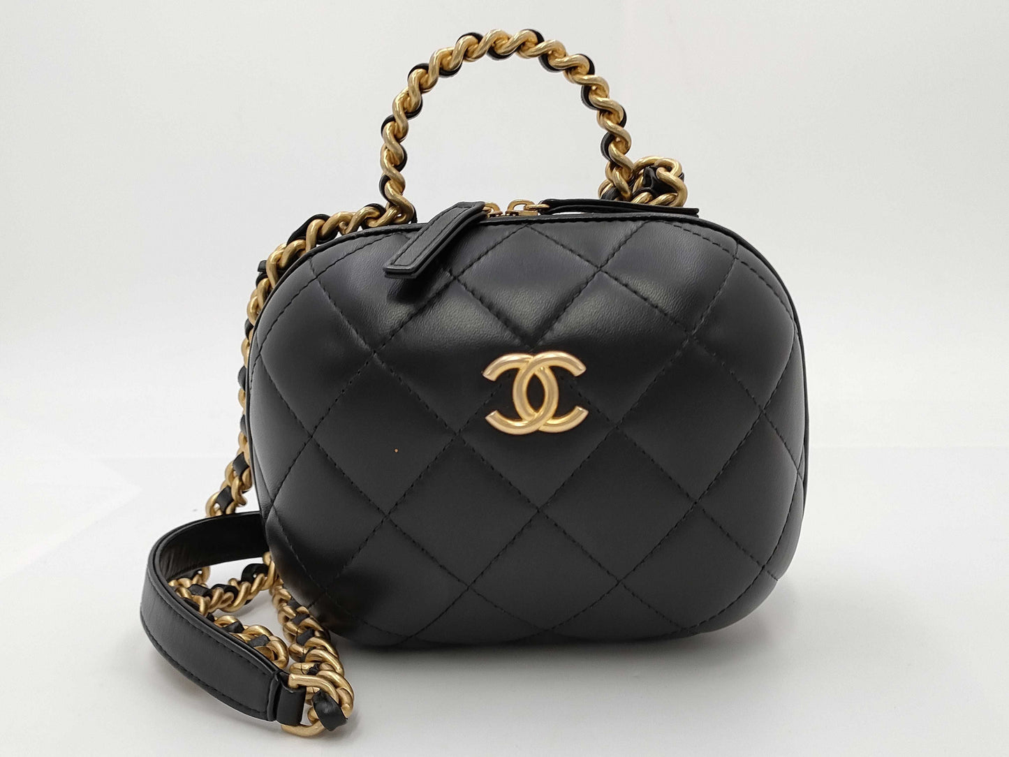 CHANEL Matelasse Top Handle 2-Way Lambskin Vanity Bag