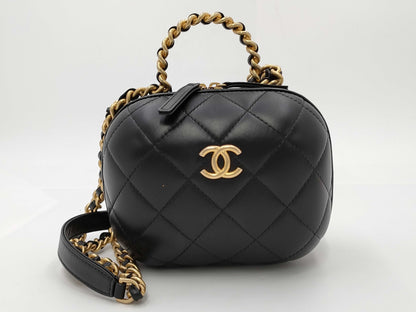 CHANEL Matelasse Top Handle 2-Way Lambskin Vanity Bag