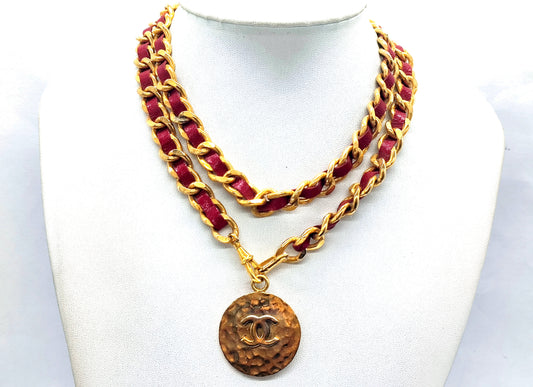 CHANEL Coco Mark Leather Chain Belt