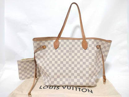LOUIS VUITTON Damier Azur Neverfull Tote Bag with Pouch