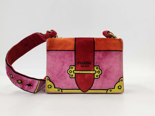 PRADA PRADA Cahier Velour Shoulder Bag