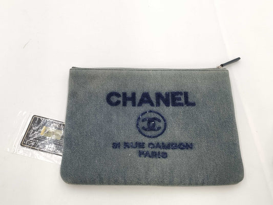 CHANEL Deauville Denim Clutch Bag