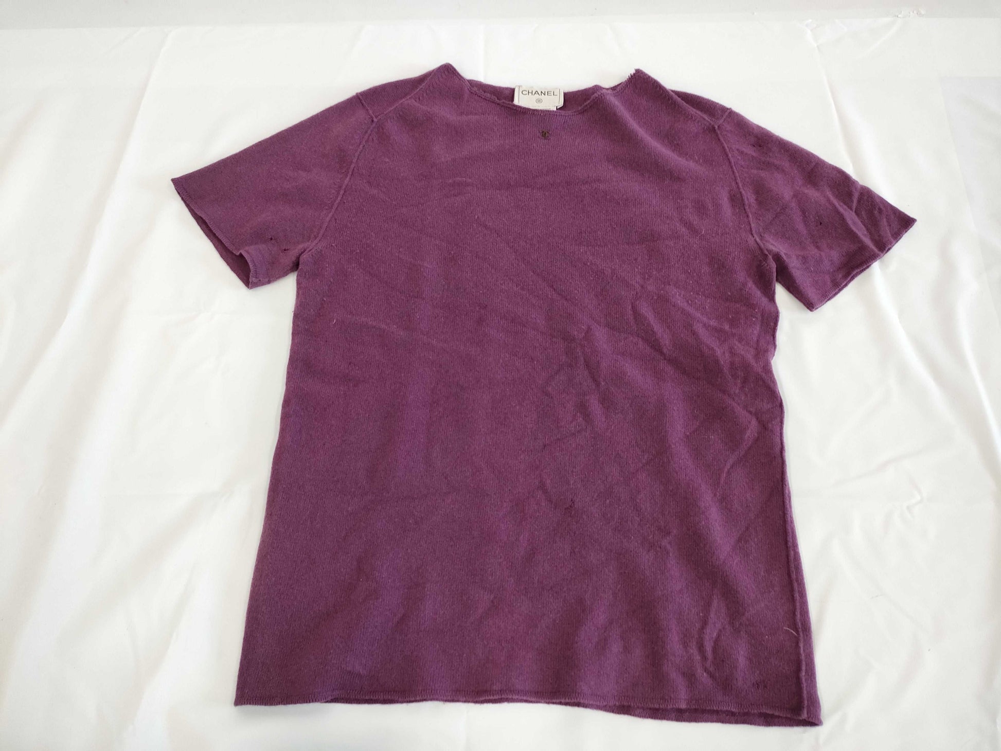 CHANEL CHANEL Coco Mark Short Sleeve Knit Top Size 38