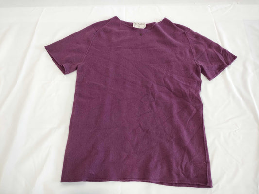 CHANEL CHANEL Coco Mark Short Sleeve Knit Top Size 38
