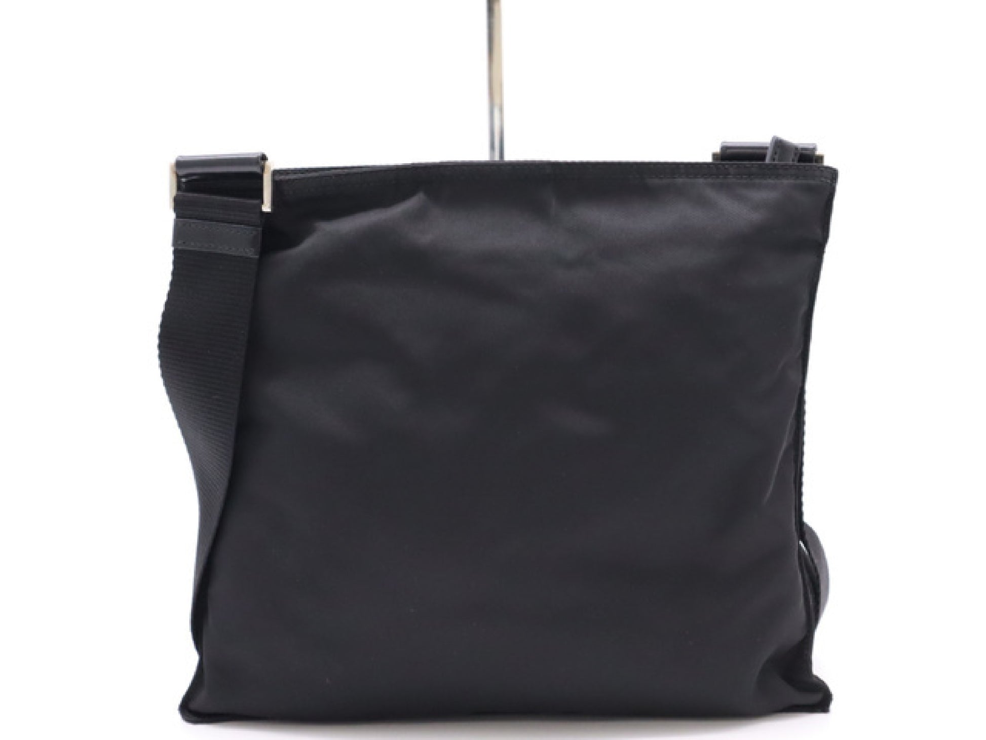 PRADA Nylon Logo Plate Square Shoulder Bag Black Shoulder Bag