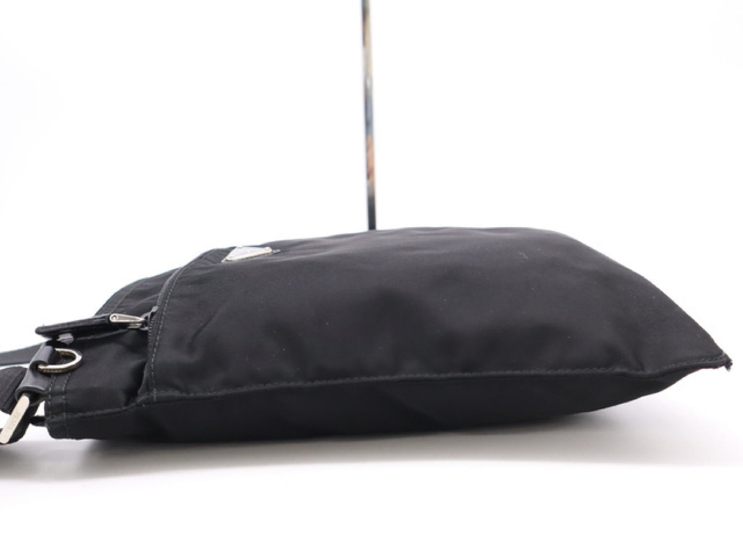 PRADA Nylon Logo Plate Square Shoulder Bag Black Shoulder Bag