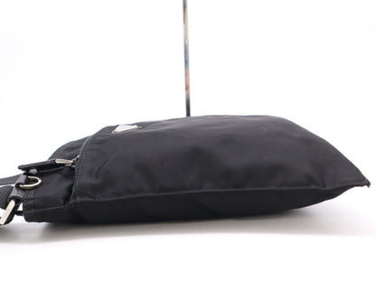 PRADA Nylon Logo Plate Square Shoulder Bag Black Shoulder Bag