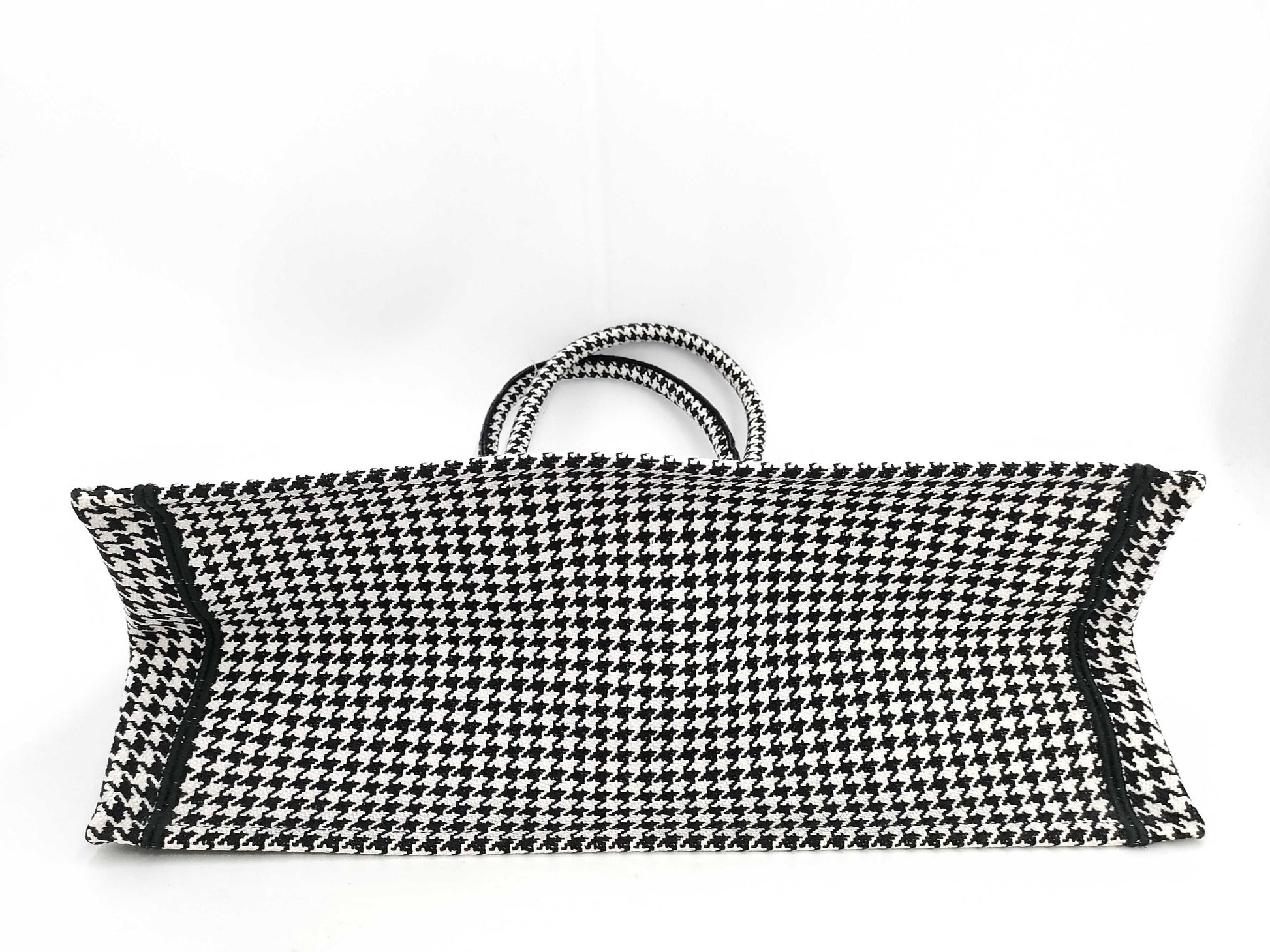 Dior Christian Dior Book Tote Medium Canvas Black Houndstooth Tote Bag