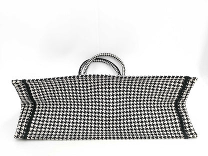 Dior Christian Dior Book Tote Medium Canvas Black Houndstooth Tote Bag