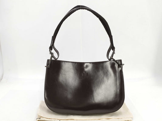 GUCCI One-Shoulder Leather Shoulder Bag, Dark Brown, 001-3193