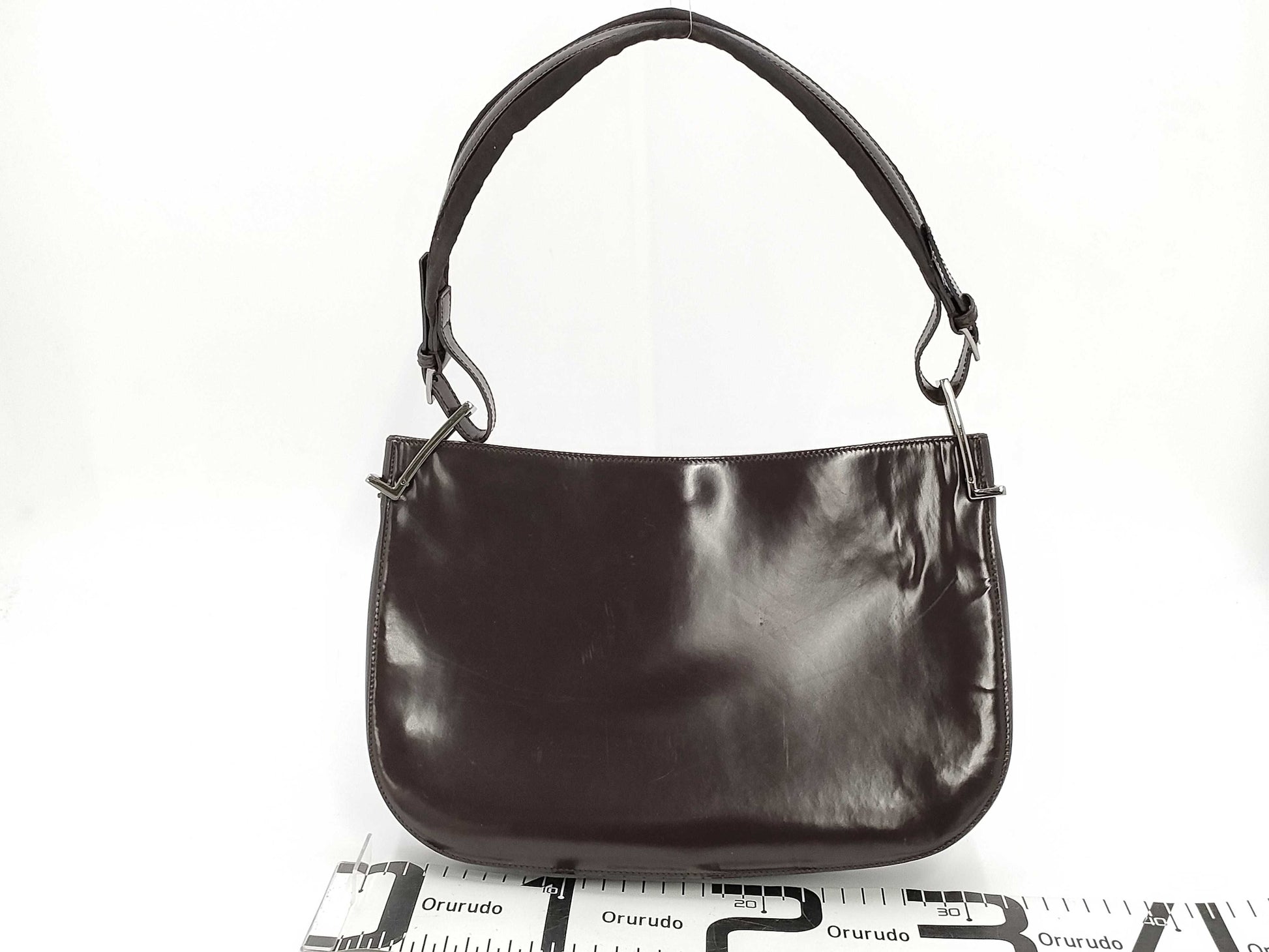 GUCCI One-Shoulder Leather Shoulder Bag, Dark Brown, 001-3193