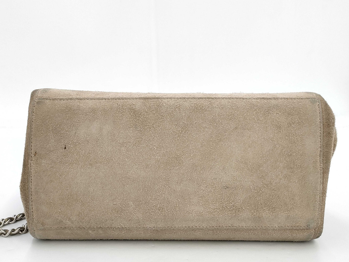 CHANEL Chocobar Chain Shoulder Bag, Suede with Silver Hardware, Beige, 6275774