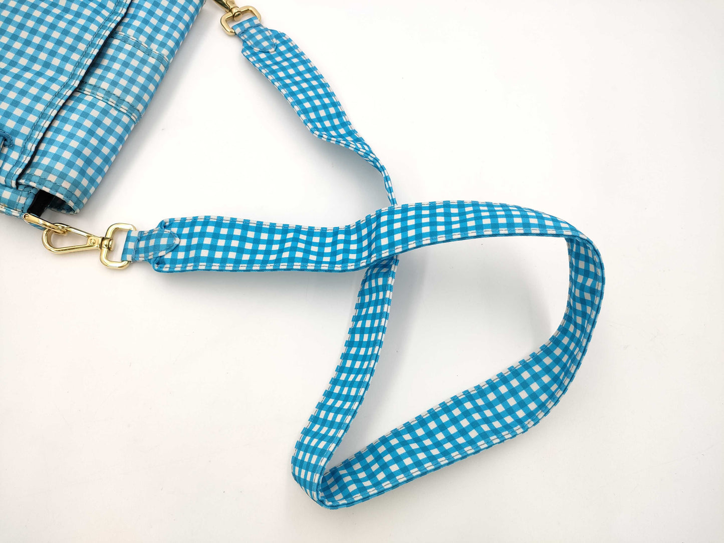 FENDI 2-way nylon bag, blue and white check shoulder bag