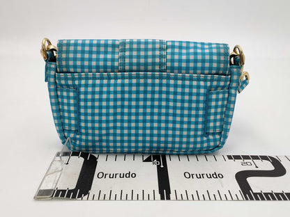 FENDI 2-way nylon bag, blue and white check shoulder bag