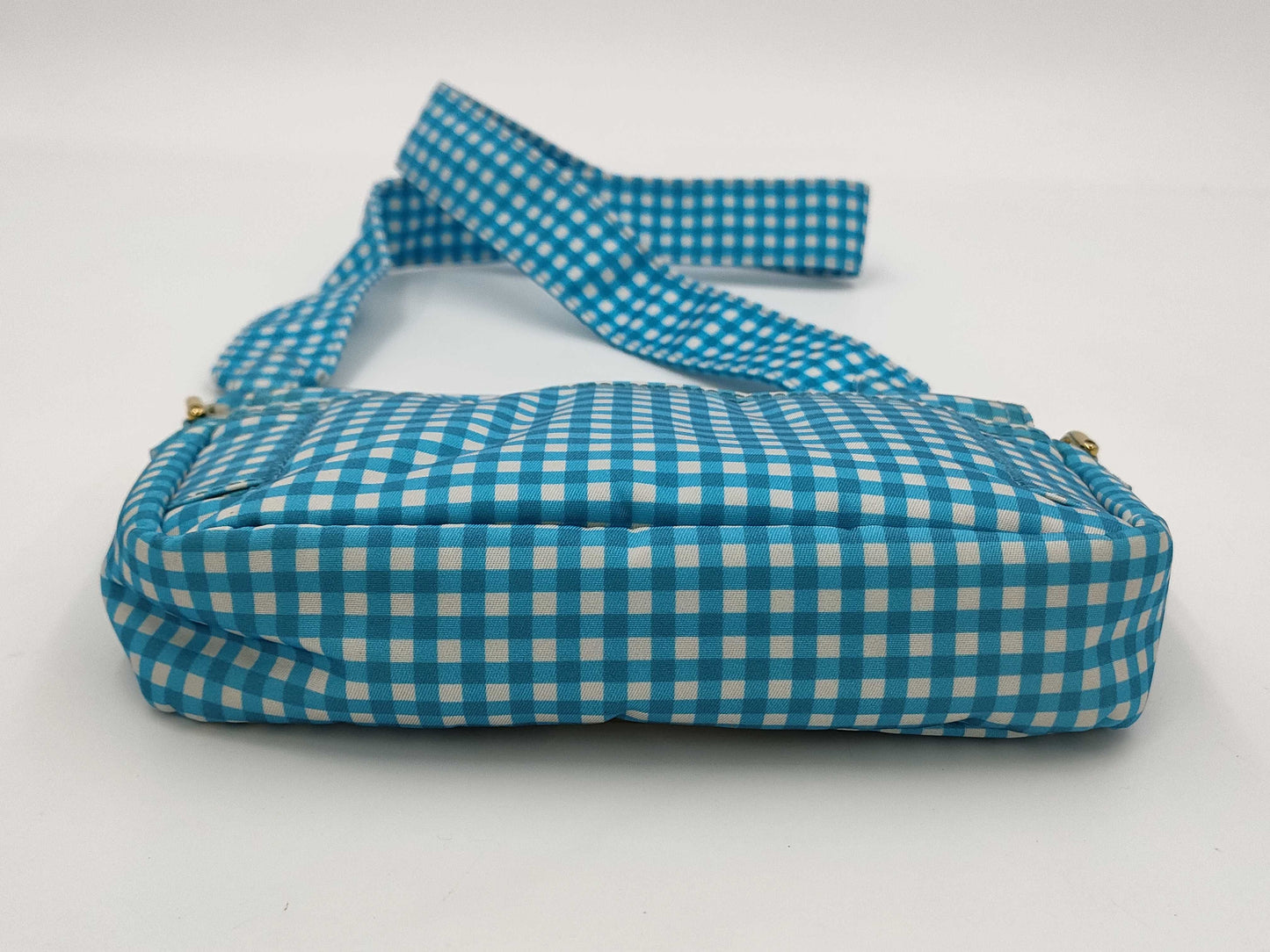 FENDI 2-way nylon bag, blue and white check shoulder bag