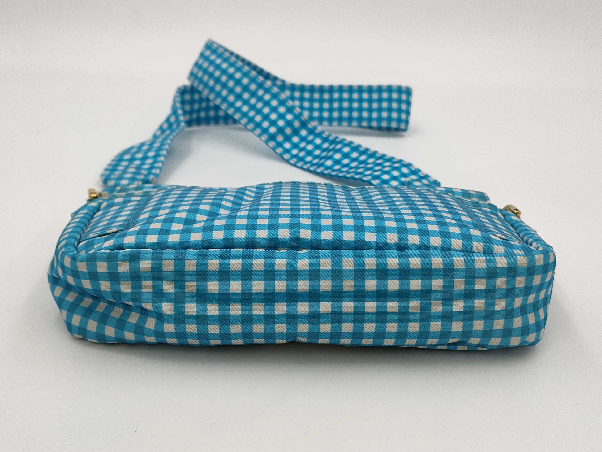 FENDI 2-way nylon bag, blue and white check shoulder bag