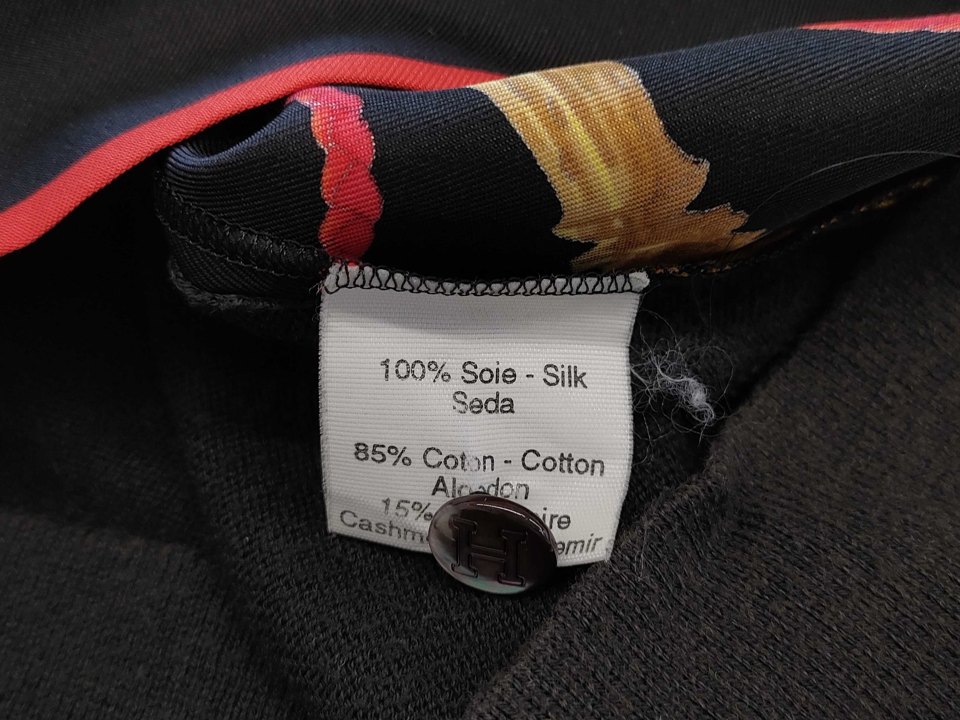 HERMES Silk Polo Shirt, Black x Yellow, Size M, Tops