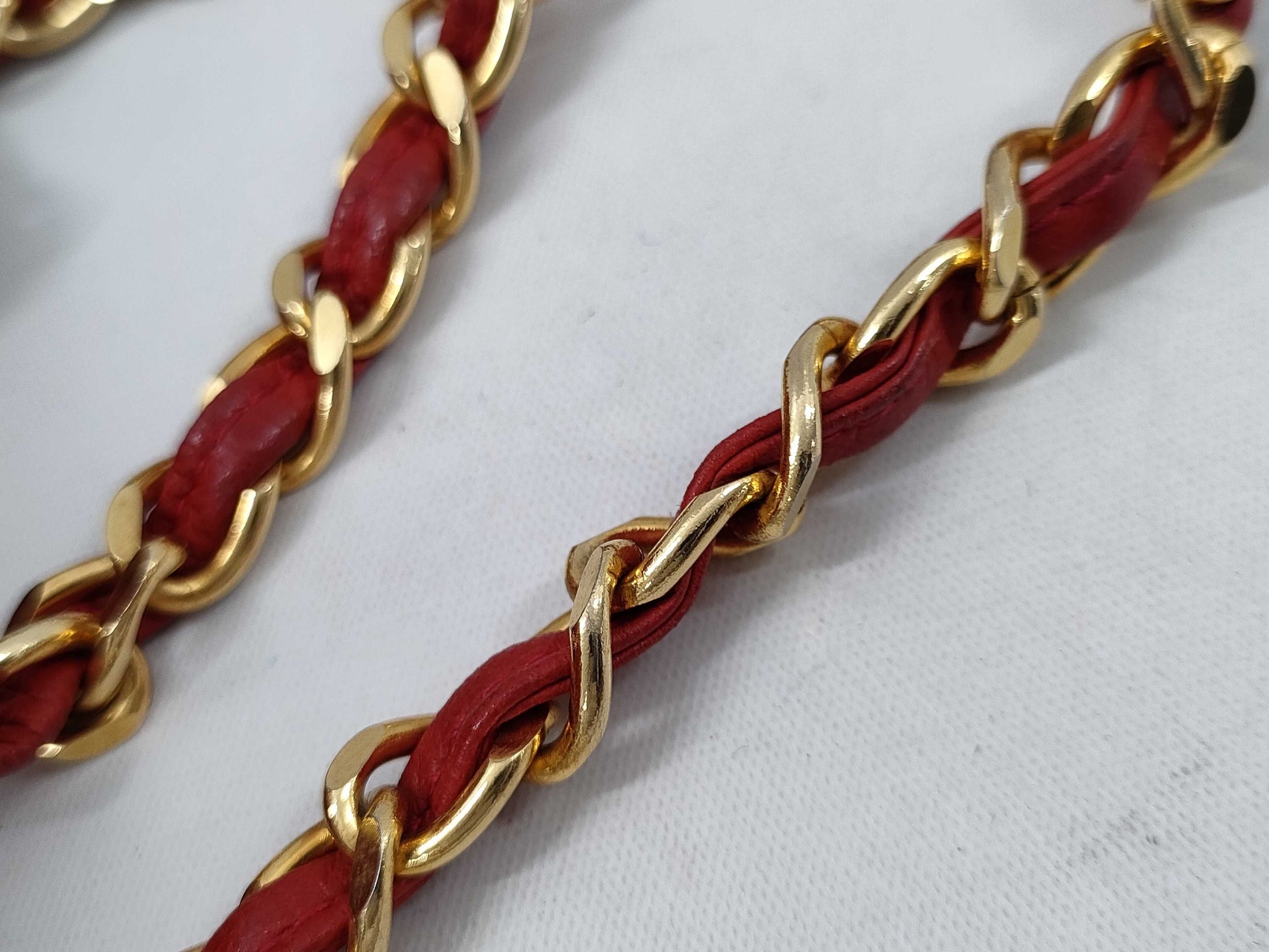 CHANEL Red Lambskin Shoulder Bag