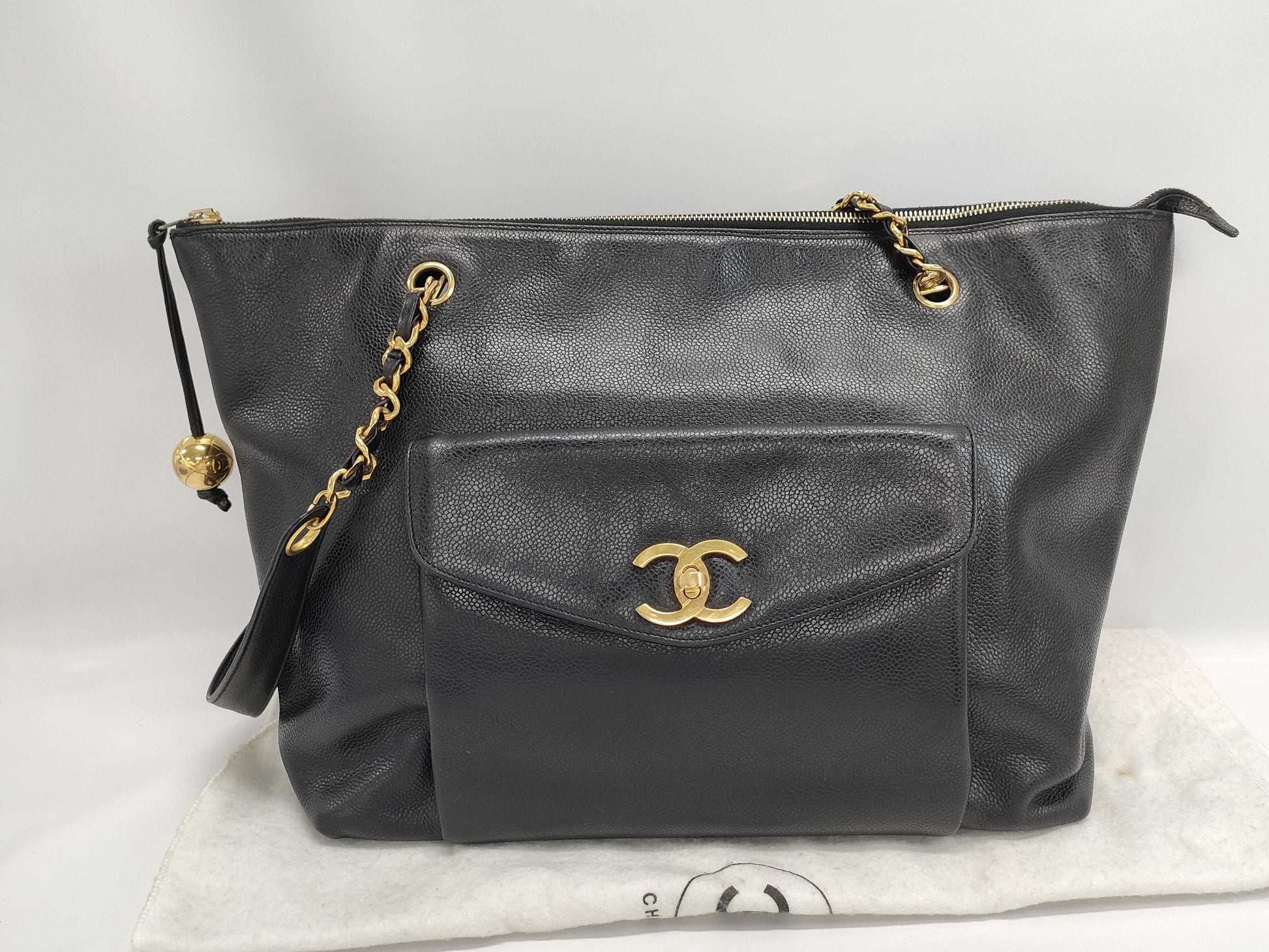 CHANEL Caviar Skin Tote Bag Black Tote Bag