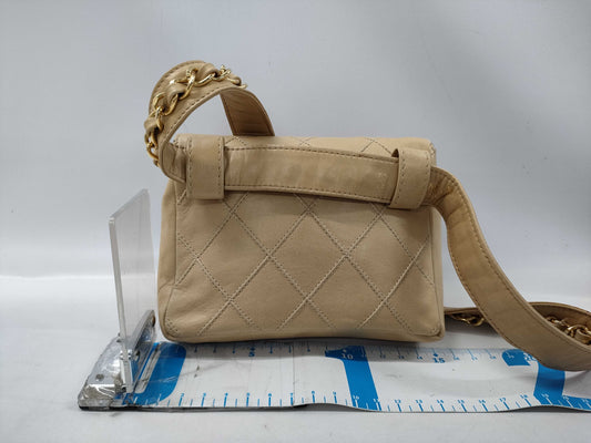 CHANEL Bicolor Waist Pouch Bag, Beige