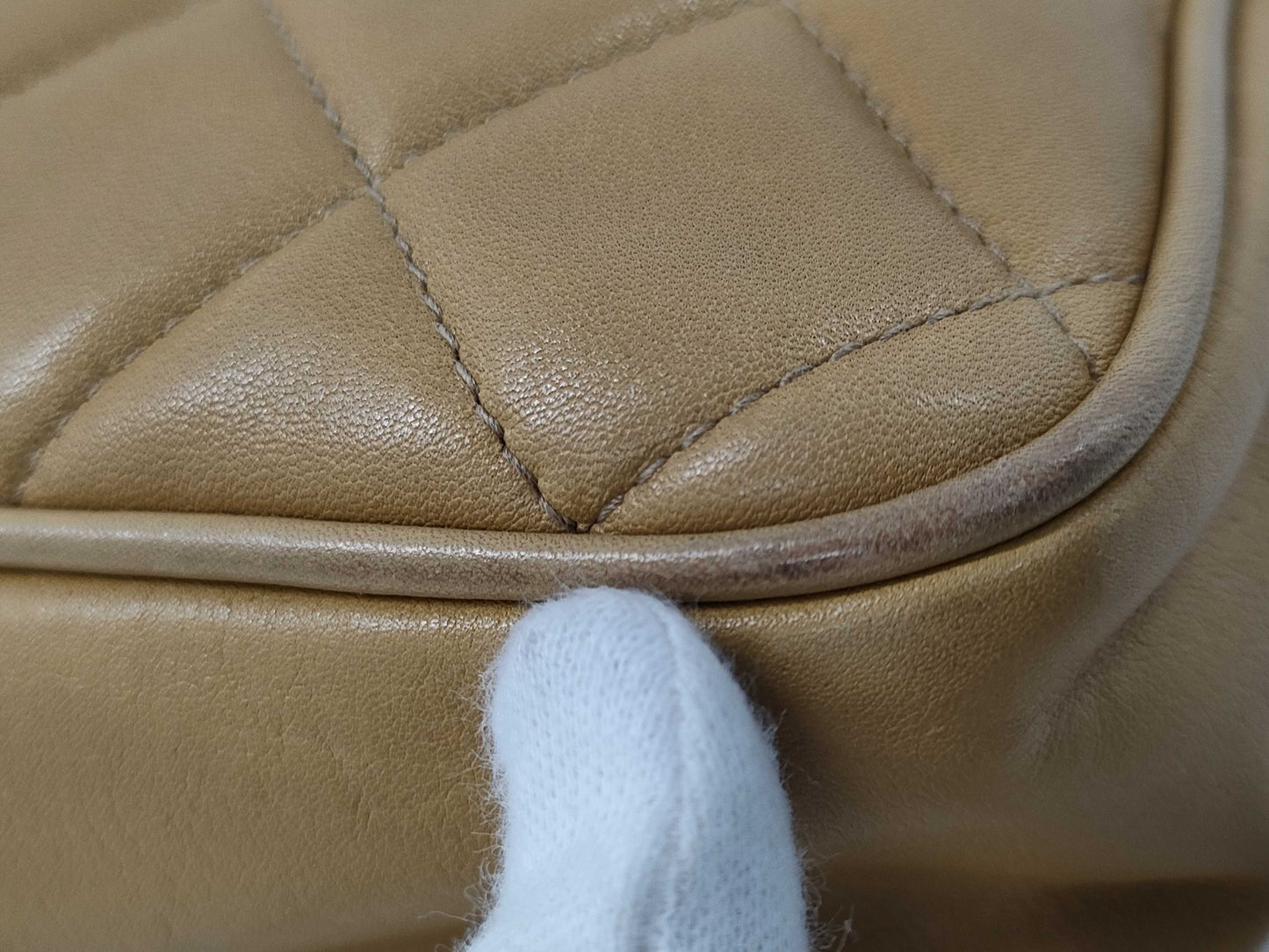 CHANEL Matelasse Double Chain Beige Tote Bag