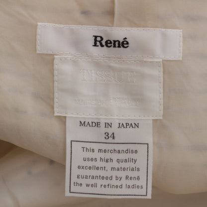 Rene TISSUE A-Line Front Opening Tweed Sleeveless Dress 6816470 White Navy