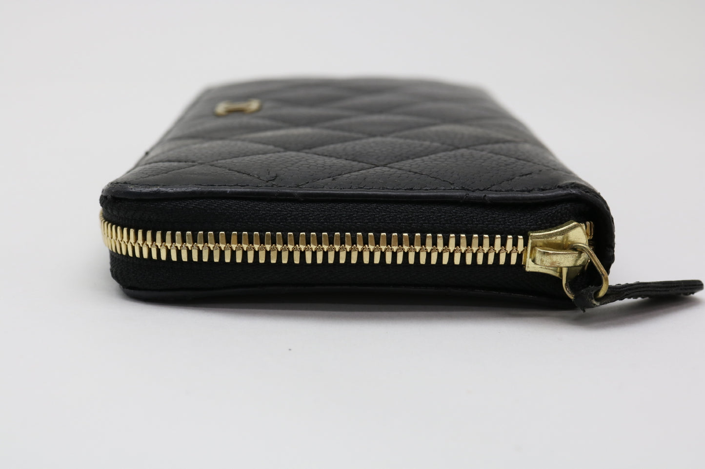 CHANEL Caviar Skin Coco Mark Zippy Wallet