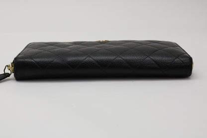 CHANEL Caviar Skin Coco Mark Zippy Wallet