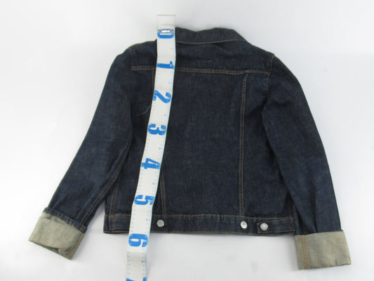 Helmut Lang cuffed sleeve denim jacket in indigo, size 42