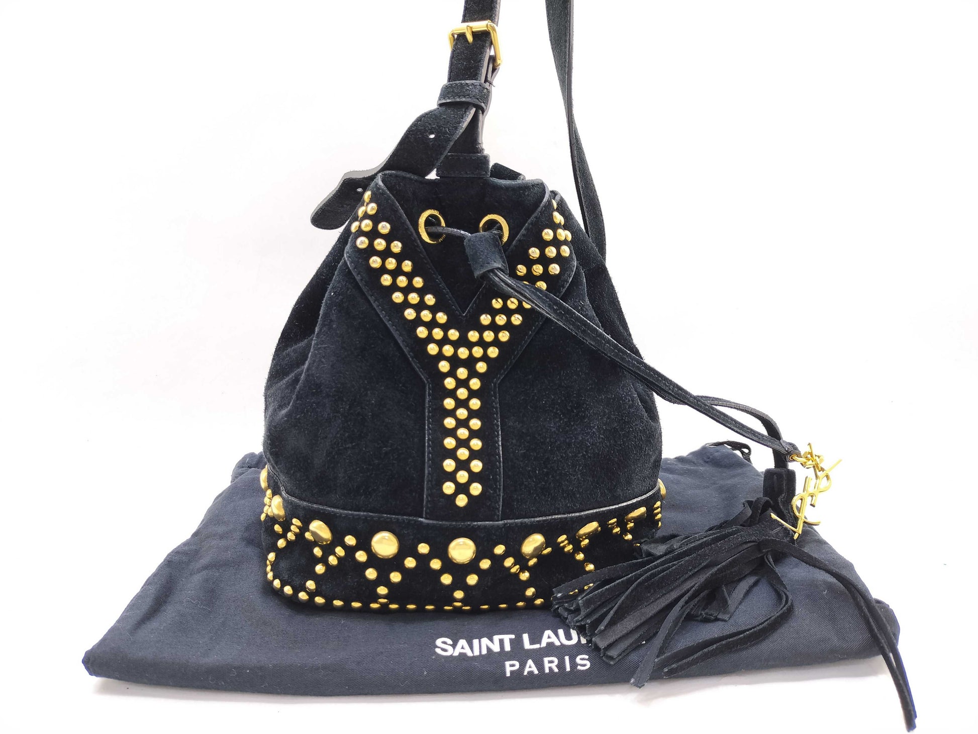 SAINT LAURENT Saint Laurent Paris Studded Shoulder Bag