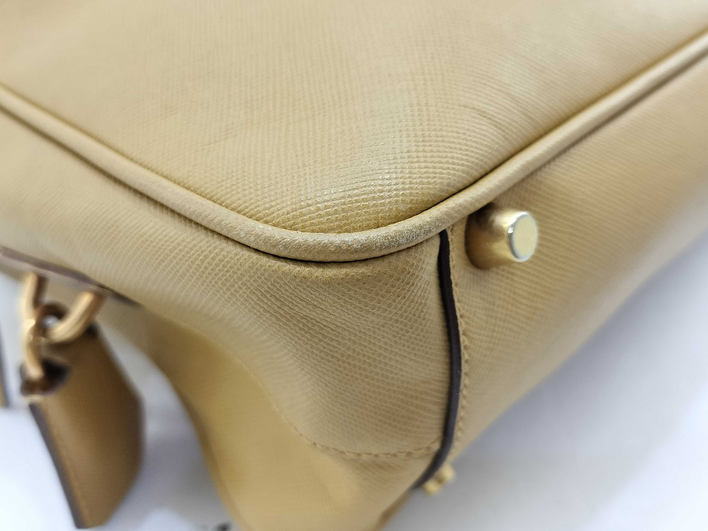 PRADA Saffiano Square Tote Bag with Logo Plate