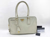 PRADA Saffiano Square Tote Bag with Logo Plate