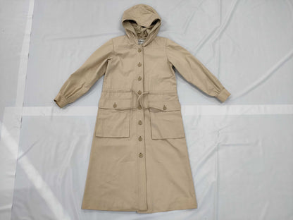Yves Saint Laurent Hooded Quilted Trench Coat, Long, Size S