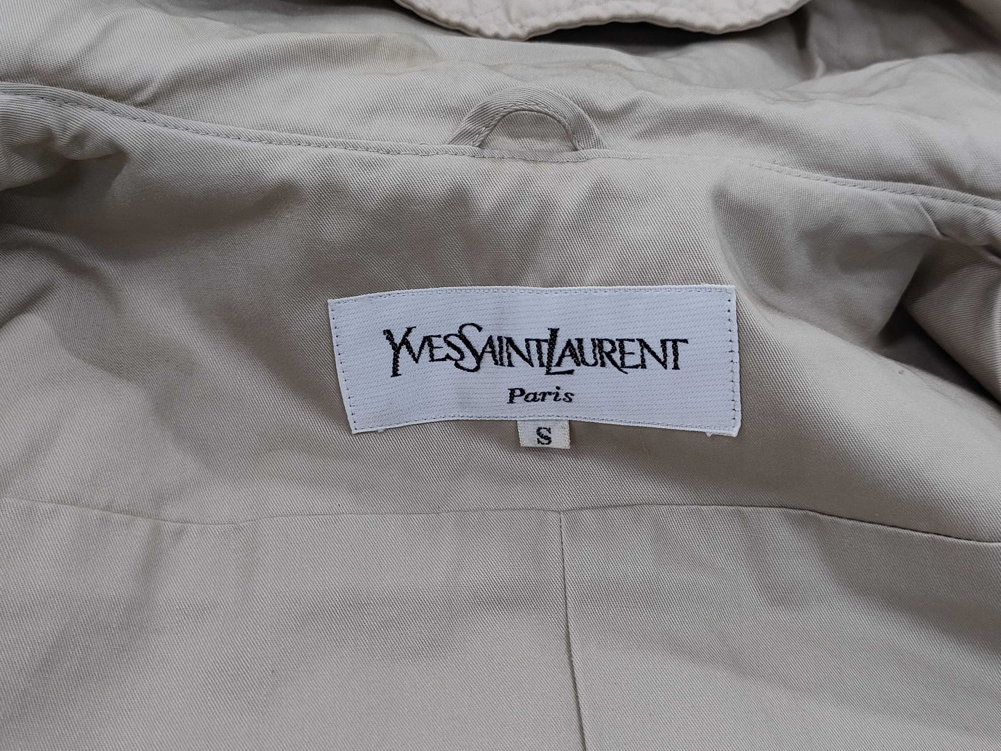 Yves Saint Laurent Hooded Quilted Trench Coat, Long, Size S