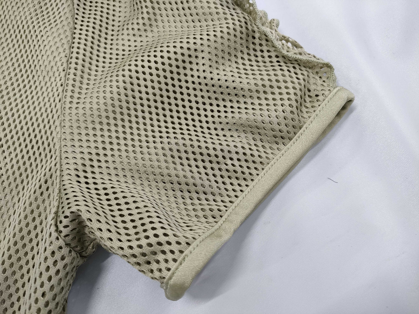 CHANEL CHANEL Short Sleeve Mesh Top Khaki Size 38 Tops