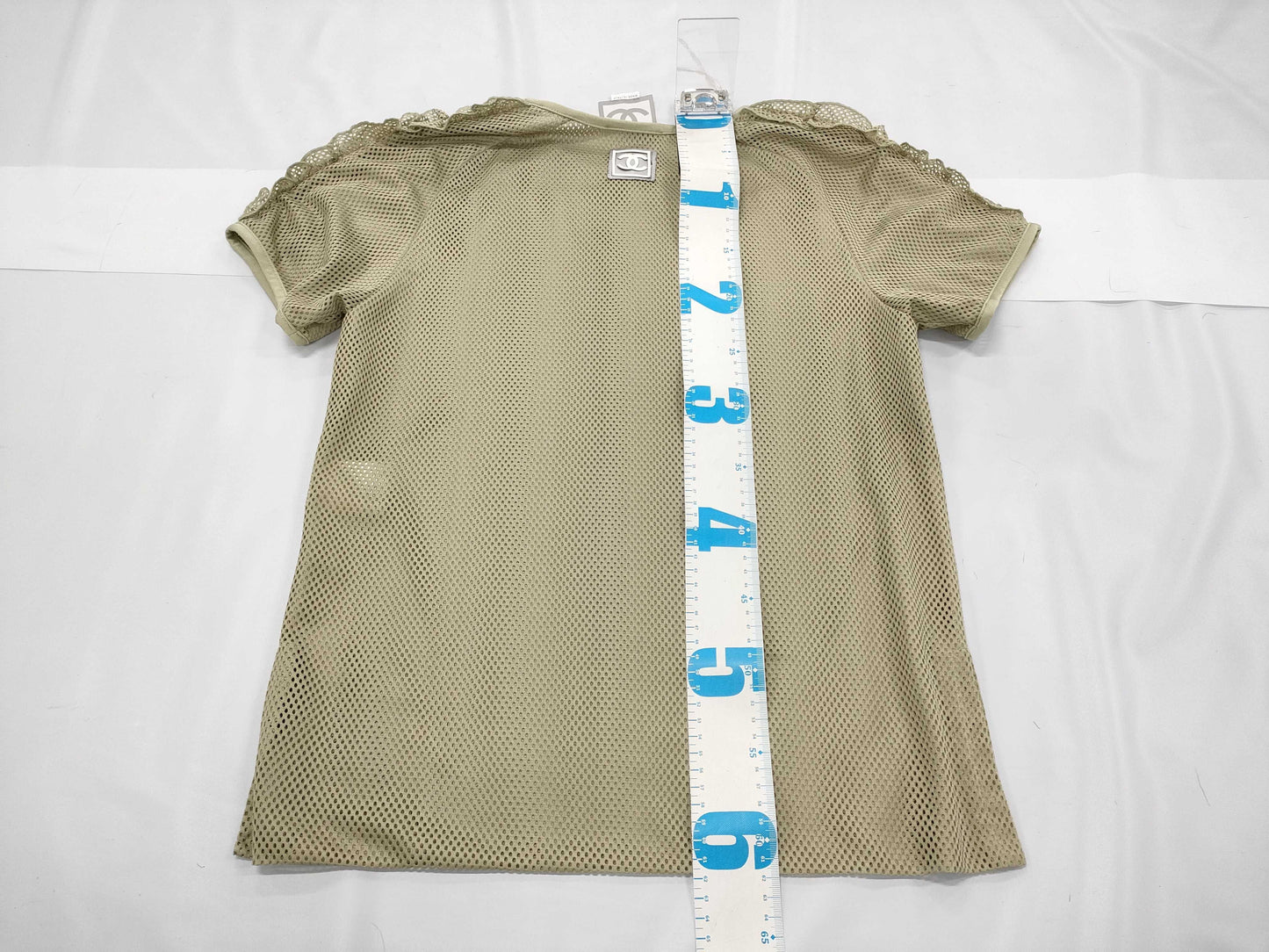 CHANEL CHANEL Short Sleeve Mesh Top Khaki Size 38 Tops