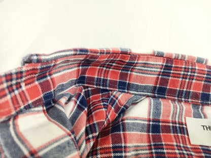 THOM BROWNE Long Sleeve Check Shirt Red Tops