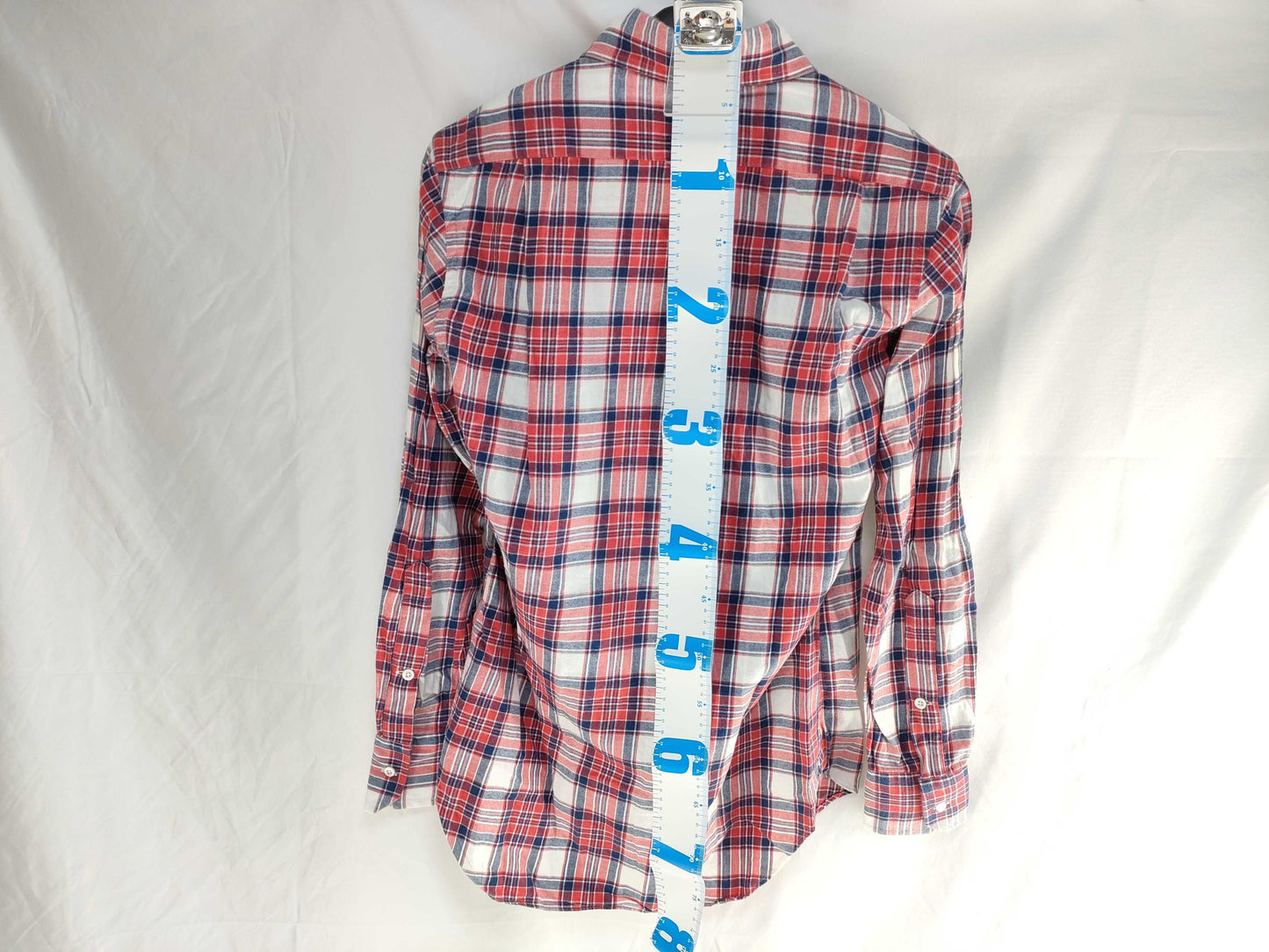 THOM BROWNE Long Sleeve Check Shirt Red Tops