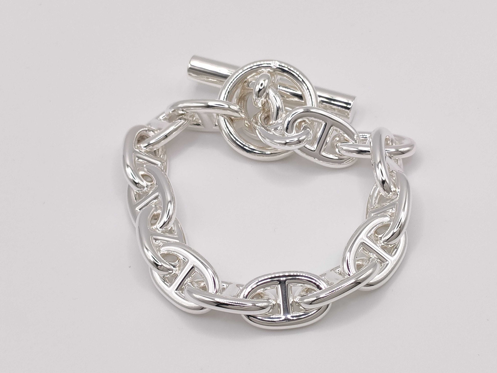 HERMES Chaine d'Ancre MM Silver Bracelet, 15 Links, 25D207514, Bracelet/Bangle